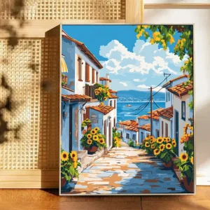 Painting By Numbers Seaside town scenery