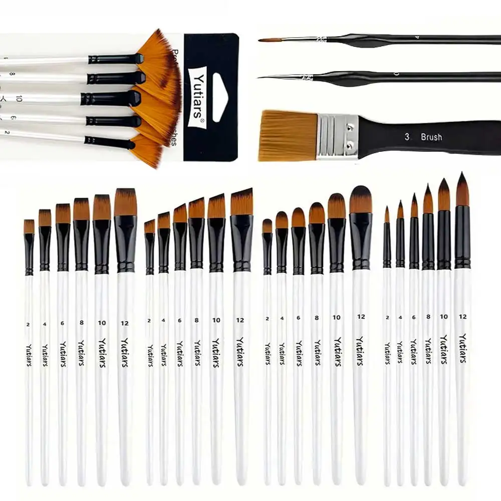 Artist Brush Set - Round, Angle, Flat, Fan & Detail Brushes