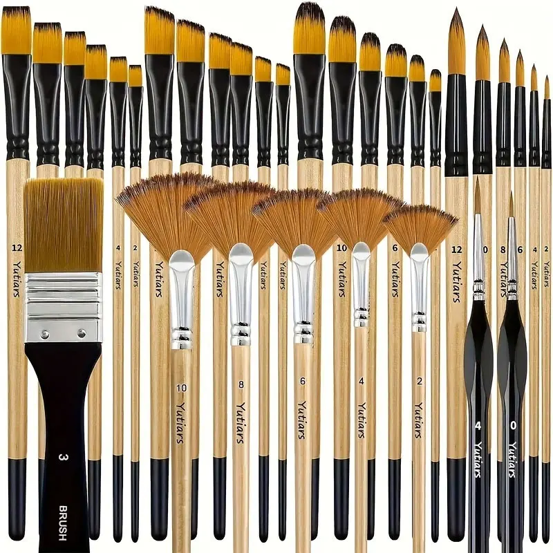 Brushes for Acrylic Painting,with Round, Filbert, Flat, Fan, Angle, Fine Detail Brush