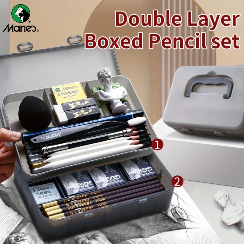 Pencil Set with Double Layer Box